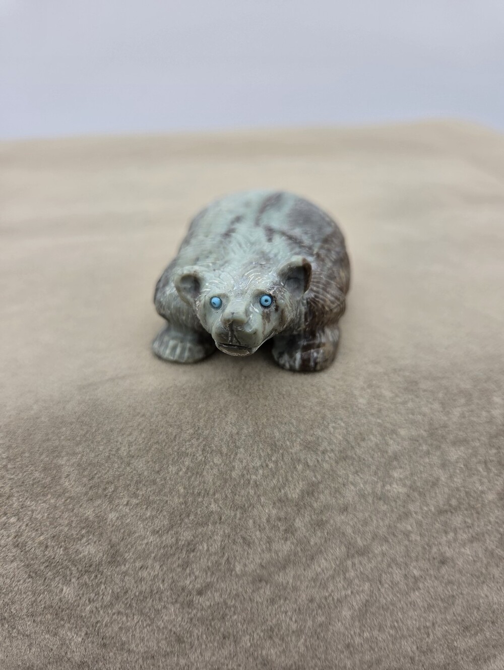 Hand Carved Green Stone Badger - Picture 4 of 5